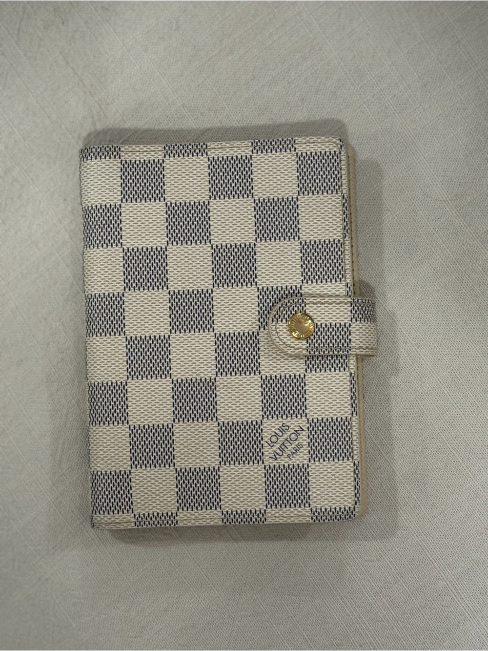 Louis Vuitton Damier Azur Check Passport Holder in Cream and Blue